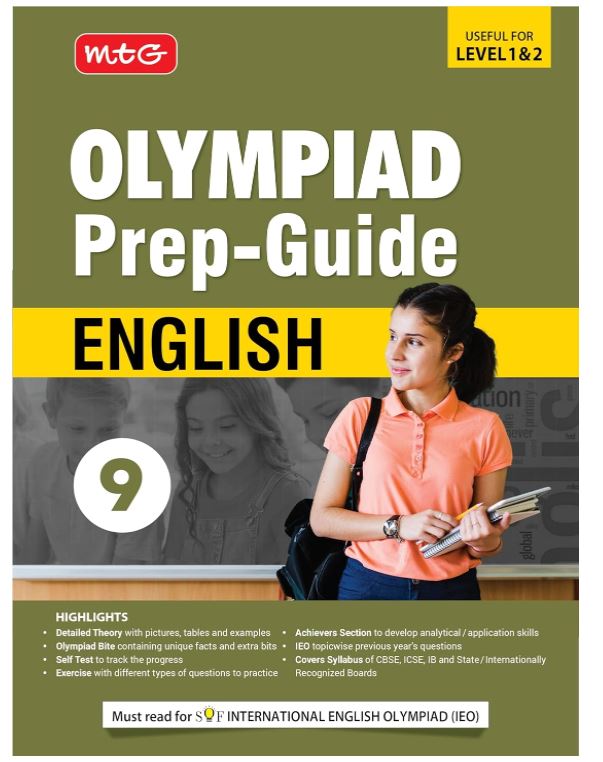 MTG Olympiad Prep-Guide Class 9 English (IEO) - Detailed Theory, Self Test with IEO Topicwise Previous Year Question Paper For SOF 2024-25 Exam